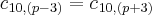 {c}_{10,(p-3)}={{c}_{}}_{10,(p+3)} {c}_{10,(p-3)}={{c}_{}}_{10,(p+3)}
