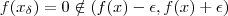 f(x_\delta) = 0 \notin (f(x) - \epsilon , f(x) + \epsilon )