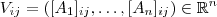 V_{ij} = ([A_1]_{ij},\hdots , [A_n]_{ij})  \in \mathbb{R}^n
