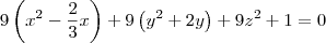 9\left(x^2 - \frac{2}{3}x\right) + 9\left(y^2 + 2y\right) + 9z^2 + 1=0