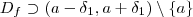 D_f \supset (a-\delta_1 ,a + \delta_1) \setminus\{a\} D_f \supset (a-\delta_1 ,a + \delta_1) \setminus\{a\}