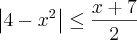 \left|4-{x}^{2} \right|\leq\frac{x+7}{2}
