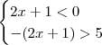\begin{cases} 2x+1 < 0 \\ -(2x + 1) > 5 \end{cases}