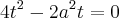 4t^2-2a^2t=0 4t^2-2a^2t=0