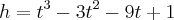 h = {t}^{3} - 3{t}^{2} - 9t + 1
