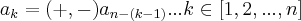 {a}_{k}=(+,-){a}_{n-(k-1)}...k\in[1,2,...,n]