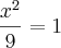 \frac{{x}^{2}}{9}=1 \frac{{x}^{2}}{9}=1