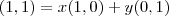 (1,1)=x(1,0)+y(0,1) (1,1)=x(1,0)+y(0,1)
