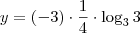 y=(-3) \cdot \frac{1}{4} \cdot \log_{3} 3 y=(-3) \cdot \frac{1}{4} \cdot \log_{3} 3
