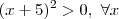 (x+5)^2>0,~\forall x (x+5)^2>0,~\forall x