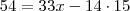 54=33x-14\cdot 15