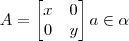 A = \begin{bmatrix} x & 0 \\ 0 & y \end{bmatrix} a\in \alpha