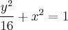 \frac{y^2}{16} + x^2 = 1 \frac{y^2}{16} + x^2 = 1