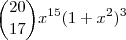 \binom{20}{17} x^{15}(1+x^2)^3 \binom{20}{17} x^{15}(1+x^2)^3