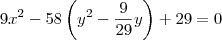 9x^2 - 58\left(y^2 - \frac{9}{29}y\right) + 29=0