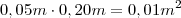0,05 m \cdot 0,20 m = 0,01 m^2