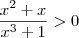 \frac{x^2 + x}{x^3 + 1} > 0 \frac{x^2 + x}{x^3 + 1} > 0