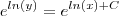 e^{ln (y)} = e^{ln (x) + C}