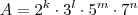 A = 2^k\cdot 3^l \cdot 5^m \cdot 7^n A = 2^k\cdot 3^l \cdot 5^m \cdot 7^n