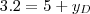 3.2 = 5 + y_D 3.2 = 5 + y_D