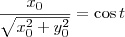 \frac{x_0}{\sqrt{x_0^2 + y_0^2}} = \cos t