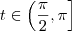 t\in \left(\frac{\pi}{2}, \pi\right]