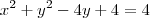x^2+y^2-4y+4=4