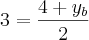 3=\frac{4+{y}_{b}}{2}