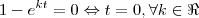 1-{e}^{kt}=0 \Leftrightarrow t=0, \forall k\in\Re