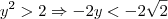 y^2 > 2 \Rightarrow -2y < -2\sqrt{2} y^2 > 2 \Rightarrow -2y < -2\sqrt{2}
