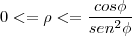 0<=\rho<=\frac{cos \phi}{sen^{2} \phi} 0<=\rho<=\frac{cos \phi}{sen^{2} \phi}