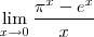 \lim_{x\to 0} \frac{ \pi^{x} - e^{x}}{x} \lim_{x\to 0} \frac{ \pi^{x} - e^{x}}{x}