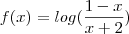 f(x)=log(\frac{1-x}{x+2})