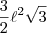 \frac{3}{2}\ell^2\sqrt{3}