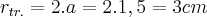 {r}_{tr.}=2.a=2.1,5=3 cm {r}_{tr.}=2.a=2.1,5=3 cm