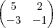 \begin{pmatrix}
5 & 2 \\
-3 & -1
\end{pmatrix} \begin{pmatrix}
5 & 2 \\
-3 & -1
\end{pmatrix}
