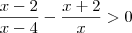 \frac{x-2}{x-4} - \frac{x+2}{x} > 0