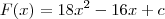 F(x) = 18x^2 - 16x + c F(x) = 18x^2 - 16x + c