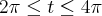 2\pi\leq t \leq4\pi