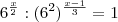 6^{\frac{x}{2}}:(6^{2})^{\frac{x-1}{3}} = 1 6^{\frac{x}{2}}:(6^{2})^{\frac{x-1}{3}} = 1