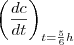 {\left(\frac{dc}{dt} \right)}_{t=\frac{5}{6}h} {\left(\frac{dc}{dt} \right)}_{t=\frac{5}{6}h}