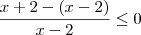 \frac{x+2 - (x-2)}{x-2} \leq 0