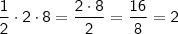 \mathsf{\frac{1}{2} \cdot 2 \cdot 8 = \frac{2 \cdot 8}{2} = \frac{16}{8} = 2} \mathsf{\frac{1}{2} \cdot 2 \cdot 8 = \frac{2 \cdot 8}{2} = \frac{16}{8} = 2}