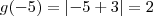 g(-5)= \left|-5 + 3 \right| = 2