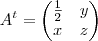 A^t = \begin {pmatrix} \frac{1}{2} & y \\ x & z \end {pmatrix}