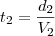 {t}_{2}=\frac{{d}_{2}}{{V}_{2}}