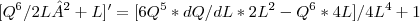 [ Q^6/ 2L² + L ]' =  [6Q^5 * dQ/dL *2L^2 - Q^6*4L]/4L^4 + 1