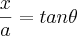 \frac{x}{a} = tan \theta \frac{x}{a} = tan \theta