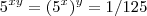 5^{xy} = (5^x)^y =1/125 5^{xy} = (5^x)^y =1/125