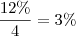 \frac{12\%}{4}=3\% \frac{12\%}{4}=3\%